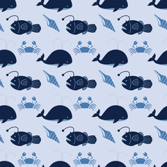 Whale Kids Seamless Vector Pattern Design
