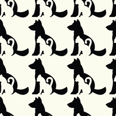 Winking Dogs Seamless Vector Pattern Design