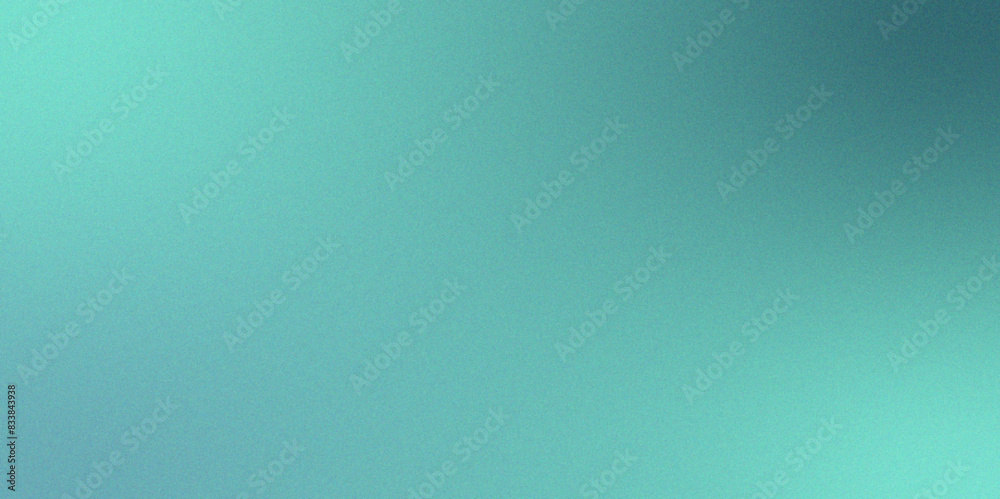 Poster Teal metallic rough and noise foil texture polished glossy abstract background. Blurred gradient summer poster banner design with rough, grain, and noise texture effect. 