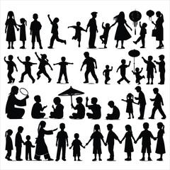 Fototapeta premium Children’s Day Silhouettes Sublimation collection in different poses