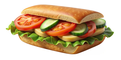 Vegetarian sandwich, grilled vegetables cheese salad bun toasted bread sauce