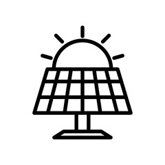 Solar panel line icon. Go green icon. Environment icon isolated on white background. Transparent background, minimalist symbol. Vector images