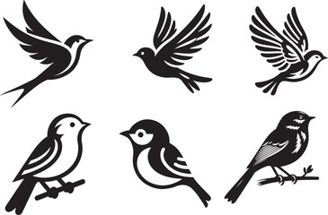  silhouettes of birds vector