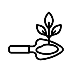 Planting line icon. Go green icon. Environment icon isolated on white background. Transparent background, minimalist symbol. Vector images