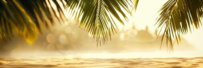 Palm fronds framing paradise beach