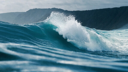 Breaking ocean wave falling down with copyspace, 16:9, 300dpi