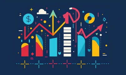 Abstract business background with arrows and charts
