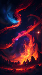 A mesmerizing fire flame amazing scene in vivid colors.