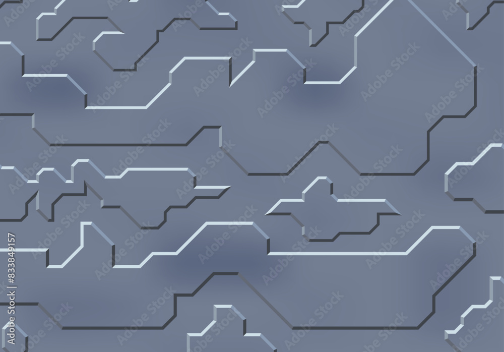 Poster Background with metallic panels texture, wires and circuit. Spaceship hull wall, technology background