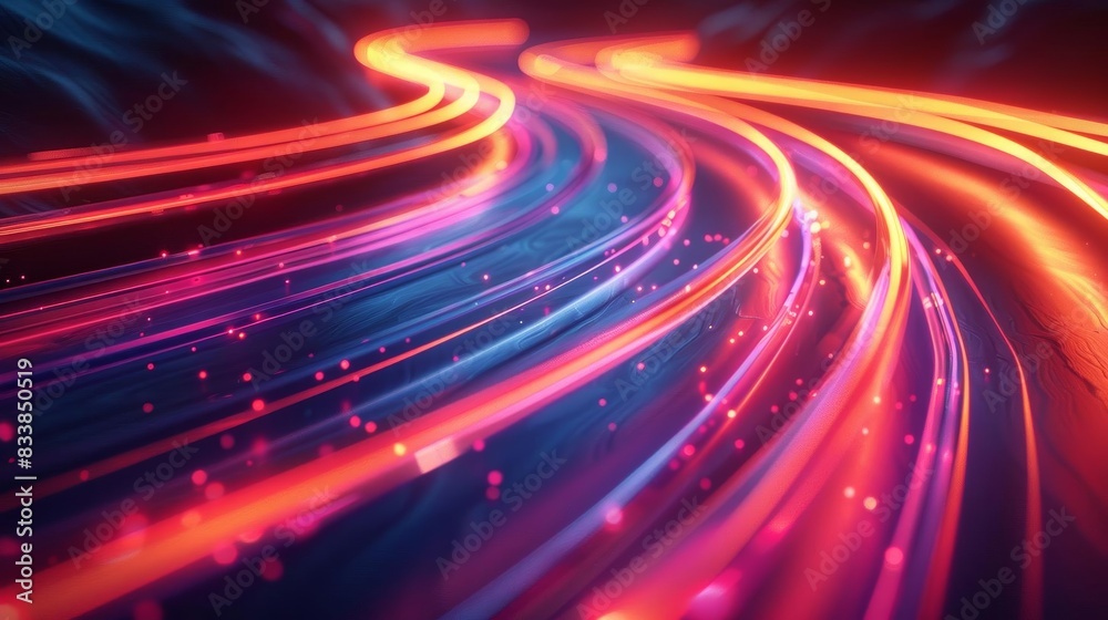 Wall mural Craft a 3D depiction of streaming light trails that form dynamic patterns