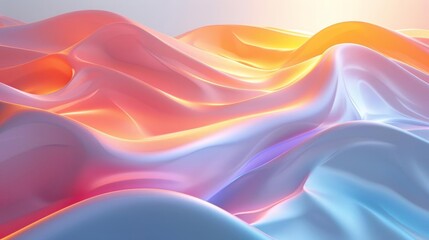 Fototapeta premium Minimal style 3D illustration of light trails flowing around abstract shapes