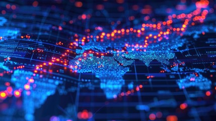 Obraz premium Business graph displaying growth strategy and finance chart data, set against a 3D background of digital financial technology and stock market analysis