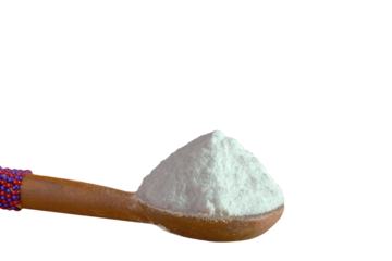 baking soda or backing powder in wooden spoon,cutout in transparent background,png format
