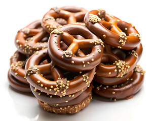 Tempting chocolatecovered pretzels with sesame seeds make a delightful snack