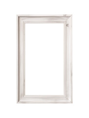 Fototapeta premium simple white wooden frame. Isolated transparent PNG background. 
