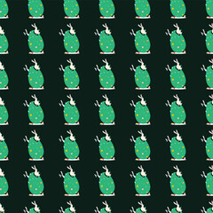 Rabbit on Tour Seamless Vector Pattern Design