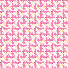 Rabbits With Butterflies Seamless Vector Pattern Design