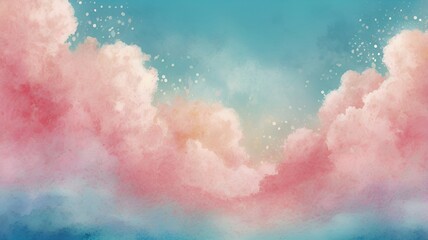 Obraz premium Granater Ai Watercolor painting of pink clouds in the sky, creating a serene and dreamy atmosphere.