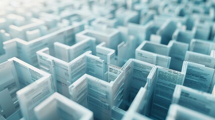 Obraz premium An abstract 3D illustration of a maze made of financial documents, representing the complexity of budget planning and management.