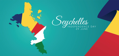 Seychelles Independence Day 29 June flag map vector poster