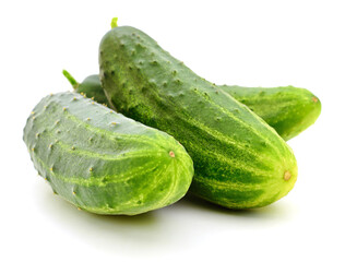 Green cucumbers isolated.