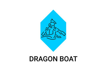 Fototapeta premium Dragon boat sport vector line icon. sportsman, rowing a dragon boat. sport pictogram illustration.