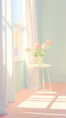 3D rendering of a pastel room