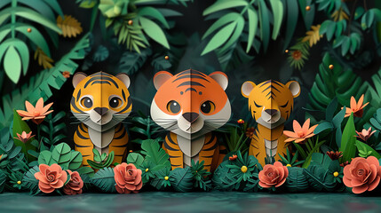 Naklejka premium illustration World wildlife day with animals in paper style