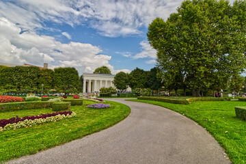 Fototapeta premium The rose park swarming with tourists, Vienna, Austria
