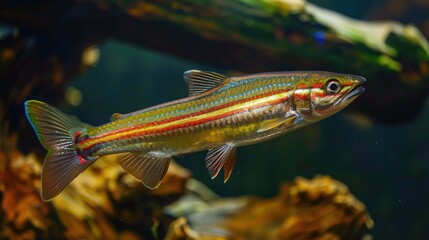 Freshwater Fish Epalzeorhynchos frenatum or Rainbow Sharkminnow