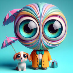 Fototapeta premium Curiously Vibrant 3D Character with Surreal Features and a Quirky Smile