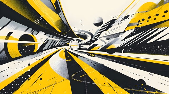 Energetic Geometric Abstract Sports with Bold Constructivist Inspired Shapes and Fluid Curves