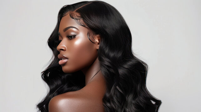 Wavy black human hair wigs are wigs made from real human hair and feature loose waves.