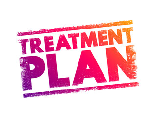 Treatment Plan - detailed plan with information about a patient's disease, the treatment options for the disease and possible side effects, text concept stamp