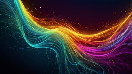Obraz premium Granater Ai Colorful waves swirling on a dark background, creating a vibrant and dynamic visual contrast.