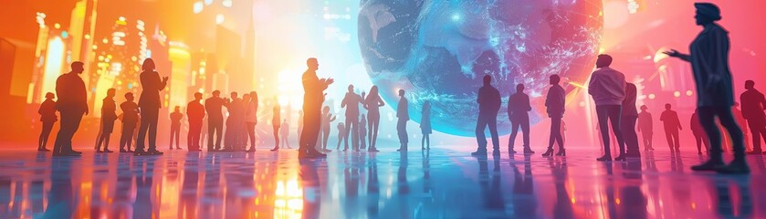 imagine a vibrant and dynamic real and cinamatic scene that encapsulates the essence of leadership and communication in todays diverse world in vivid primary colors on a white back