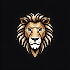 Obraz premium yellowish golden lion head on black