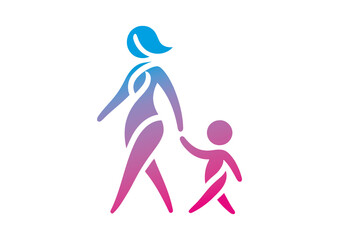 Obraz premium Mom and baby vector, mother’s day vector, mom and child vector