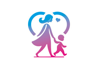 Fototapeta premium Mom and baby vector, mother’s day vector, mom and child vector