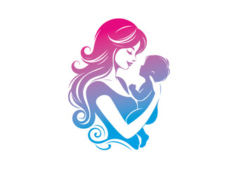 Mom and baby vector, mother’s day vector, mom and child vector