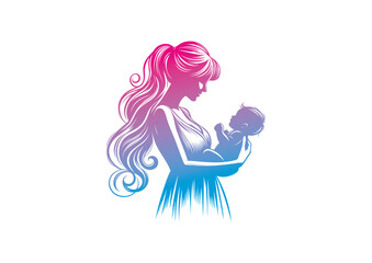 Mom and baby vector, mother’s day vector, mom and child vector