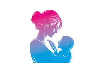 Mom and baby vector, mother’s day vector, mom and child vector