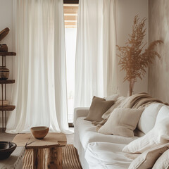 흰 커튼이 휘날리는 방