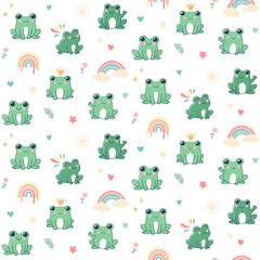 Frogs, seamless vector pattern design