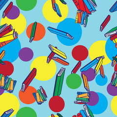 I Love Reading Books. Favorite hobby of reading in a seamless repeat pattern background. perfect for wallpaper, fabric and scrapbooking projects.