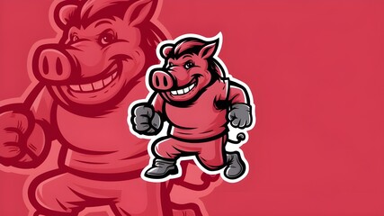Naklejka premium Athletic Hog Mascot Emblem
