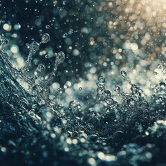 Close Up Of Water Droplets Splashing In Sunlight