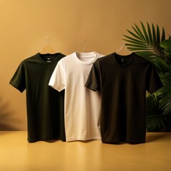 Blank shirts mockup on pastel background, design mockup for print