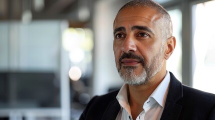 Fototapeta premium A man with a beard and gray hair wearing a suit and looking directly at the camera.