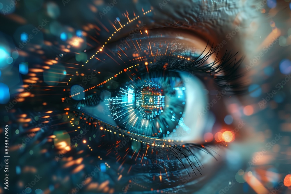 Aufkleber digital eye technology, futuristic vision of future scan. secure access, computer identification. bi